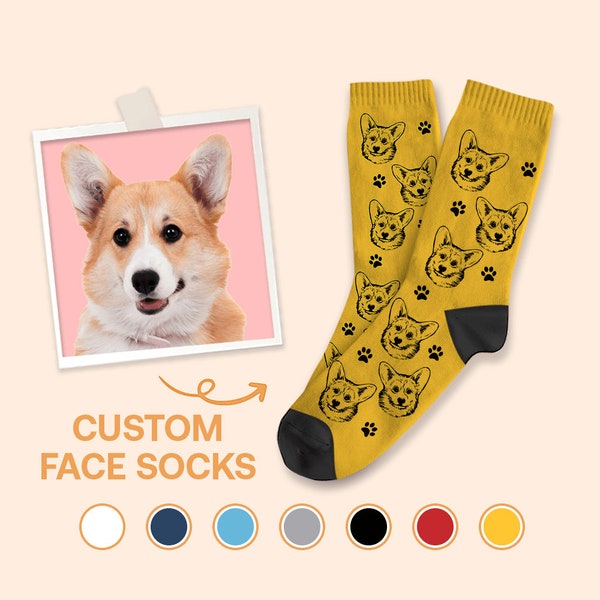 Calcetines faciales personalizados, calcetines personalizados para mascotas, calcetines para perros, regalo para amantes de los perros, calcetines fotográficos, calcetines divertidos para la cara, regalo para amigos, regalo familiar