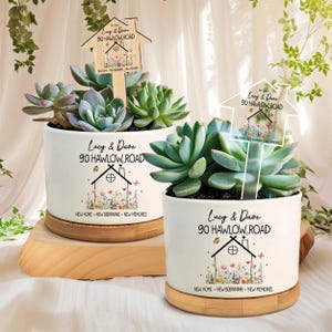 Personalized New Home Plant Pot, Custom Housewarming Gift, New Home Gift For Couples, Happy Engagement Gifts, New Homeowner Gifts