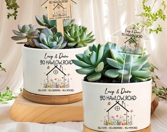 Maceta personalizada para casa nueva, regalo de inauguración personalizado, regalo para pareja, regalos de compromiso, regalos para nuevos propietarios