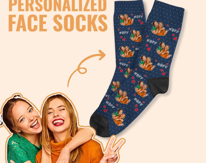Personalized Face Socks, Best Friend Forever Socks, Custom Best Friend Photo Socks, Gift For BFF, Family Gift, Father's Day Gift