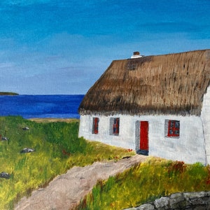 The Thatched Cottage Original Acrylic Painting on Canvas board