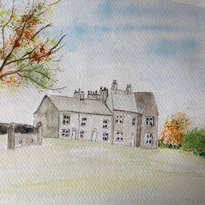 Rivington Village Original Watercolour Mounted Wall Decor Lancashire Landscape