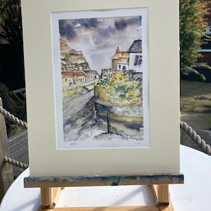 Staithes Whitby Yorkshire Original Watercolour Mounted ready to frame Wall Deco