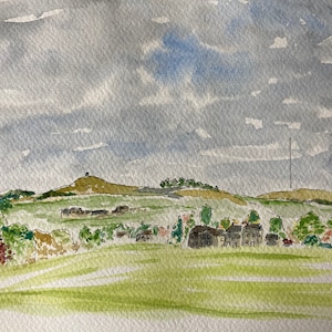 Arte original do cartão de cumprimentos da paisagem de Rivington Pike Lancashire