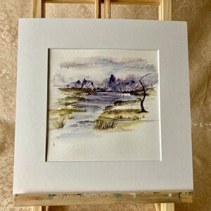 Original Mounted Watercolour Abstract Impressionistic Landscape