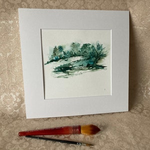 Original Mounted Watercolour Abstract Impressionistic Landscape