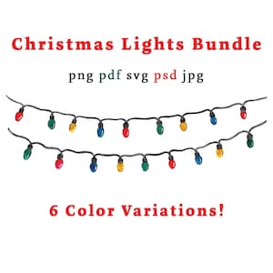 クリスマス ライト png、バンドル、デジタル ダウンロード、クリスマス ライト svg、クリスマス ライト Cricut