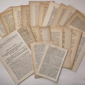 Kit per diario di scarto - Carta con antica scrittura tedesca - 20 carte vintage diverse - 100 fogli