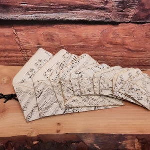 Vintage envelopes made from old music paper - 12 pieces in 6 sizes - for e.g. junk journal and other craft projects