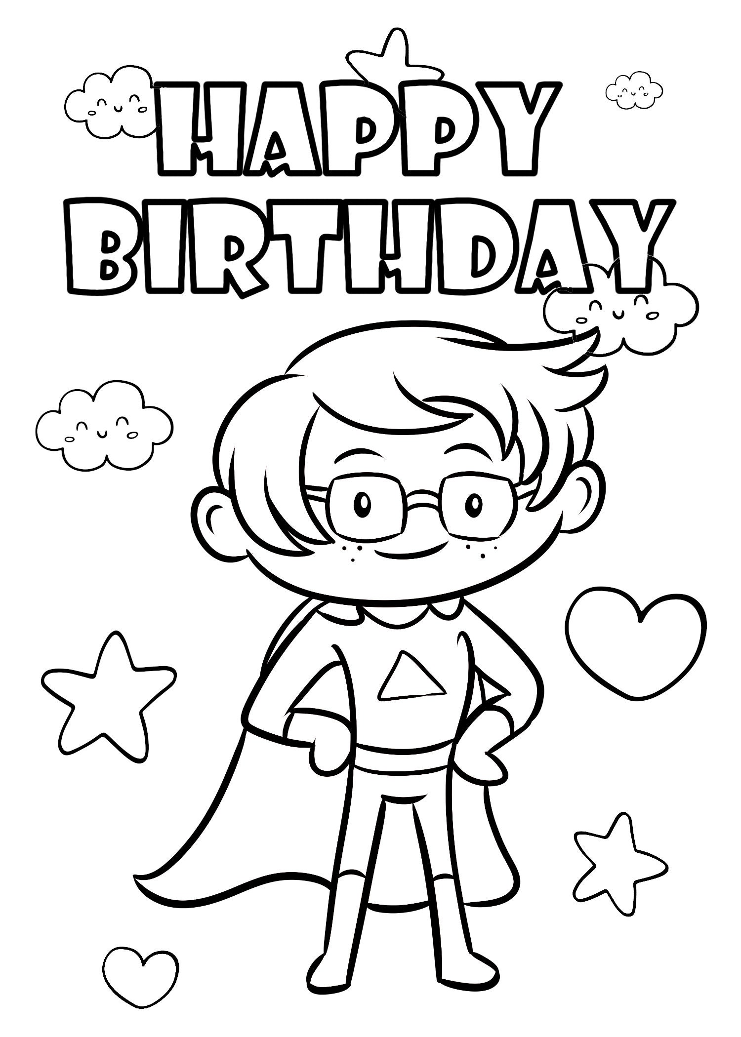 PRINTABLE Happy Birthday Coloring Card Boy Superhero - Etsy