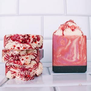 Date Night Artisan Soap, Red Wine and Rose Scented Cold Process Soap Bar, Handmade Small Batch Soap, Valentine&#39;s Day Soap for Gift for Her