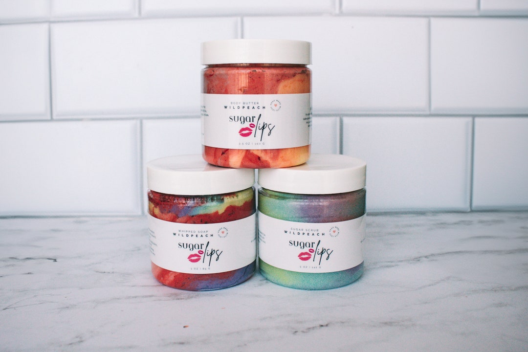 Sugar Lips Gift Set, Anhydrous Body Butter, Sugar Scrub, Whipped Soap