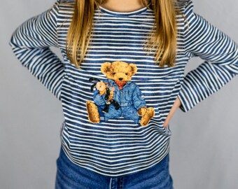 T-shirt Manches Longues Enfant Garçon/fille - Rayé, Avec Poche, Confortable, Taille 152 - 6