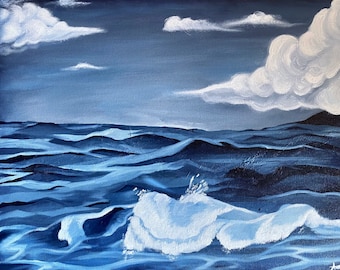 Original oil painting of ocean, one of a kind oil painting, fine art