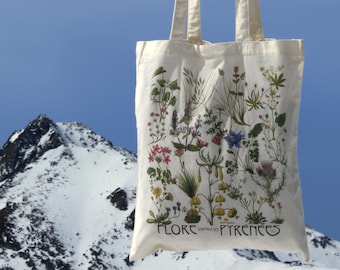 Shopping bag - Organic totebag - Endemic flora of the Pyrenees - series 2