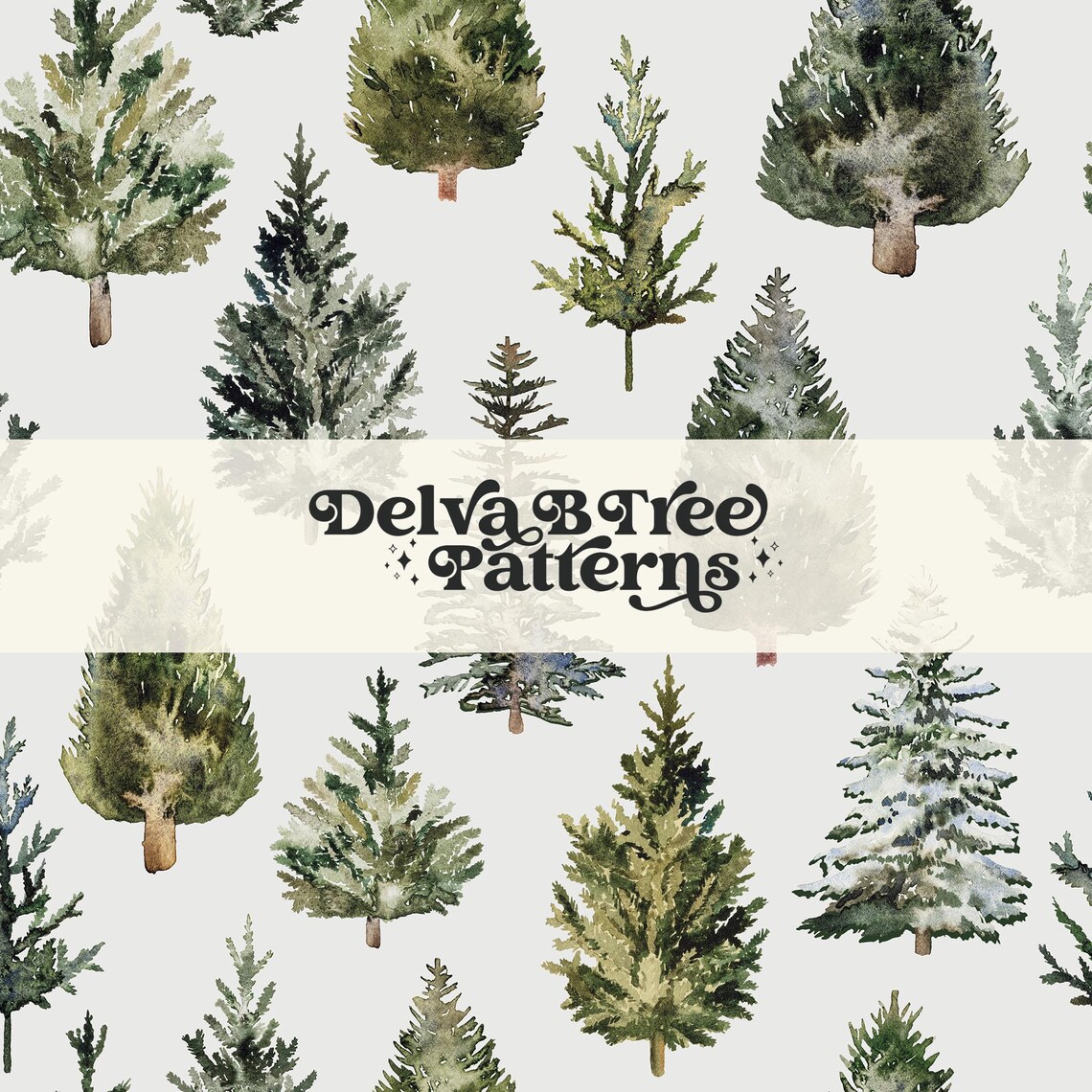 Spruce Tree Repeating Pattern Minimal Forest Trees Seamless Pattern, Watercolor Woodland Pines Repeat ...