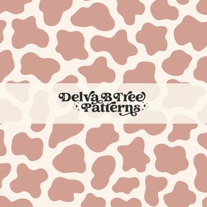 Può includere: Uno schema senza cuciture con un motivo ripetitivo di forme astratte irregolari di colore marrone chiaro su uno sfondo bianco. Il testo "Delva B Tree Patterns" è centrato al centro dell'immagine.