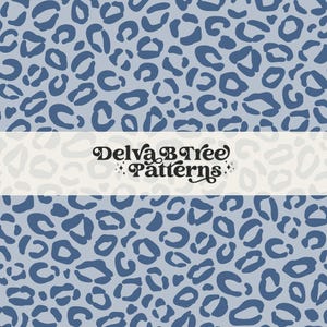 Pastel Blue Leopard Seamless Pattern, Summer Leopard Print Seamless File, Boys Animal Print Repeat Design Tile, Muted Blue Leopard Pattern