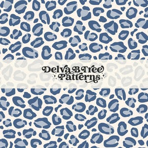 Pastel Blue Leopard Seamless Pattern, Summer Leopard Print Seamless File, Boys Animal Print Repeat Design Tile, Muted Blue Leopard Pattern
