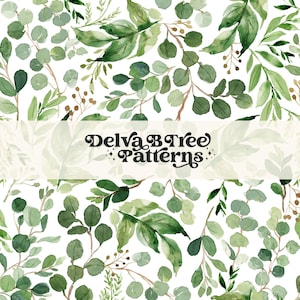 Fichier sans couture de feuilles d'eucalyptus aquarelle, motif cottagecore botanique de verdure neutre entre les sexes de bébé, tuile de répétition de papier numérique de feuille de plante