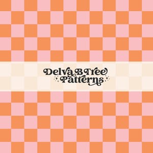 Pink and Orange Checker Seamless File, Pastel Halloween Checkerboard Repeat Pattern Tile, Girls 90s Retro Backdrop Easter Digital Paper