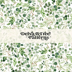 Fichier sans couture aquarelle verdure plantes, motif cottagecore feuille d'eucalyptus bébé sexe neutre, répétition de papier numérique feuillage botanique
