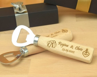 Ouvre-bouteille de mariage gravé, faveurs de fête, faveurs de mariage pour les invités avec boîte de faveur de mariage, cadeau d'événement personnalisé, cadeau d'ouvreur en bois