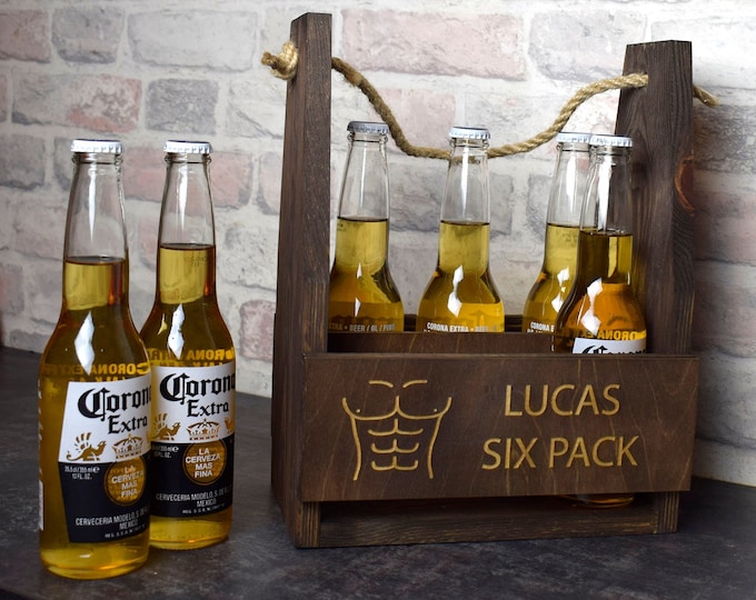 Personalised Wooden Beer Caddy, Beer Gift For Friend, Wooden Beer Carddy for Father, Wooden Engraved Gift, Beer Bottles Crate, Gifts for Him