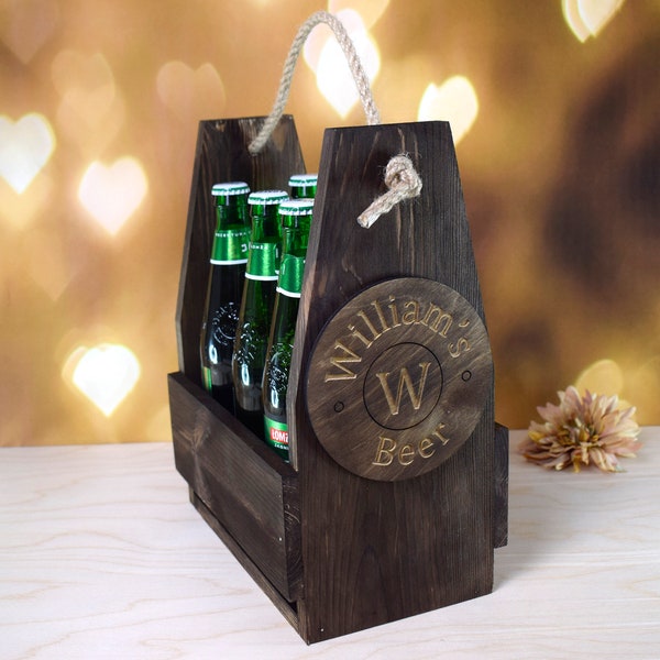 Personalized Wood Beer, Carrier-Beer, Gifts for Him, Boyfriend Gifts, Husband gifts, Engraved Carrier-Beer