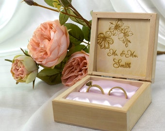Custom Ring Box, Wood Wedding Ring Box, engraved Wood Ring Box, Personalized Gifts For Her, Ring box holder