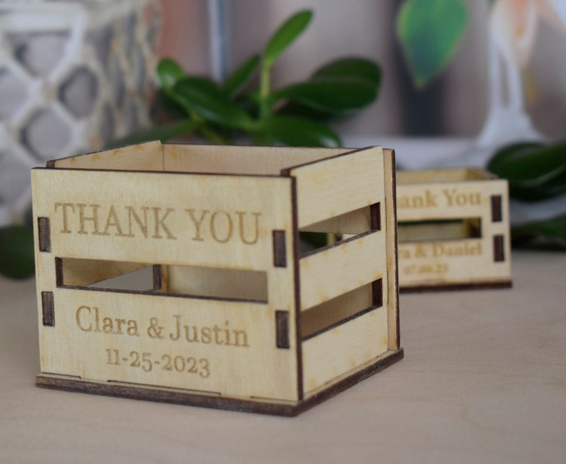 Personalized Mini pot for succulent, rustic wedding favors, wooden casing for succulents, wooden mini box for succulents, thank you favors image 5