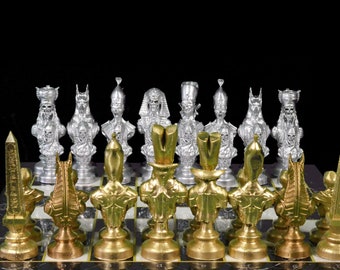 Egypt Figure Chess Set With Chessboard Egypt Versus Dead Mummies Chess Set | Customizations Available