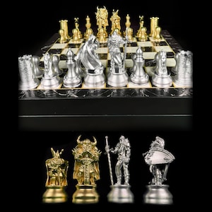 Dwarf Chess Set With Chessboard - Dwarf Versus Elf Personalized Chess Set | Customizations Available