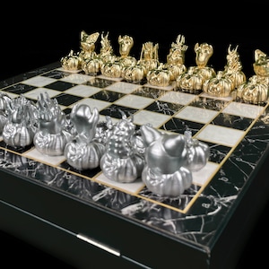 Pumpkin Monsters Chess Set With Chessboard  Halloween Chess Set | Customizations Available