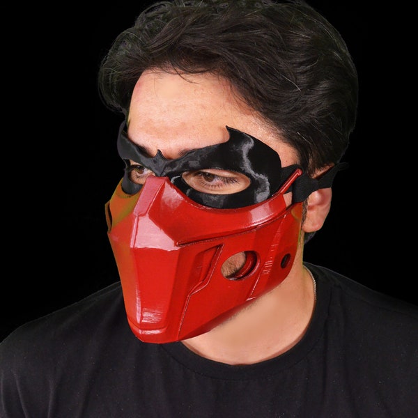 Red Robin Adult Size Face Party & Cosplay Mask  Face Adjustable Red Hoode Mask | Customizable Color Option