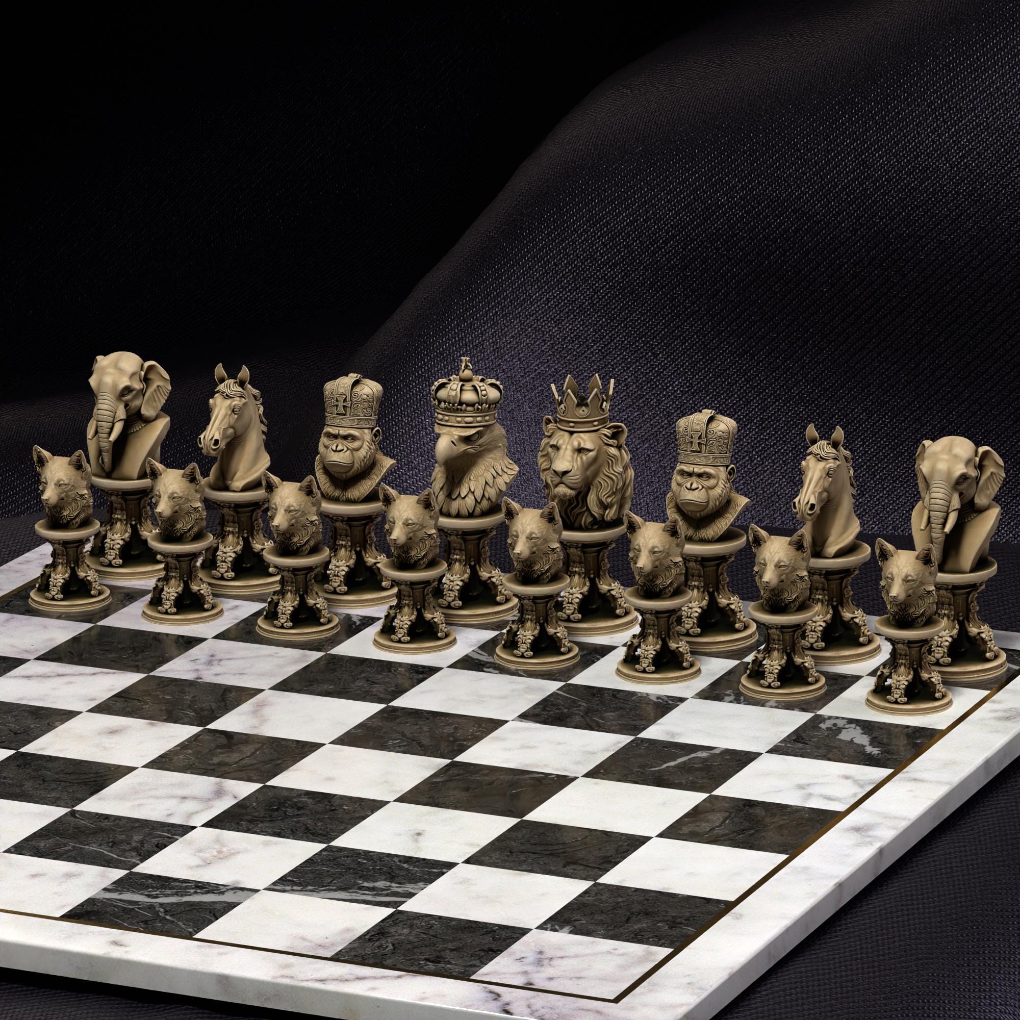 3D Animals Chess Set: Forest Animal Figure STL File Format Digital 3D Animals Chess Set: Forest Animal Figure STL File Format Digital