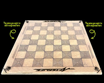 Cyber 2077 Pattern Wood Chess Board With Adding a Personalized Engraved Name Tag | 12mm Thickness