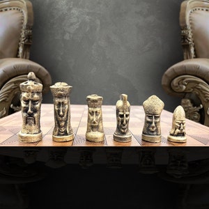 Metal Unique Historical Chess Set With Chess Board Gothic Chess Set | Customizations Available