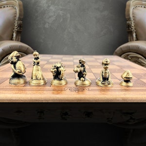 Heavy Metal Super Mari  Personalized Chess Set With Chess Board Mario Chess Set - Customizations Available