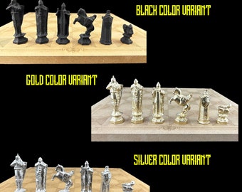 Heavy Metal Harr Pot Wizard Chess Set With Chessboard Wizard Chess Set | Custom Color Selection