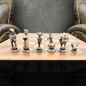 Metal Zeld Time Personalized Chess Set With Chess Board  Zeld Adventure Chess Set | Customizations Available