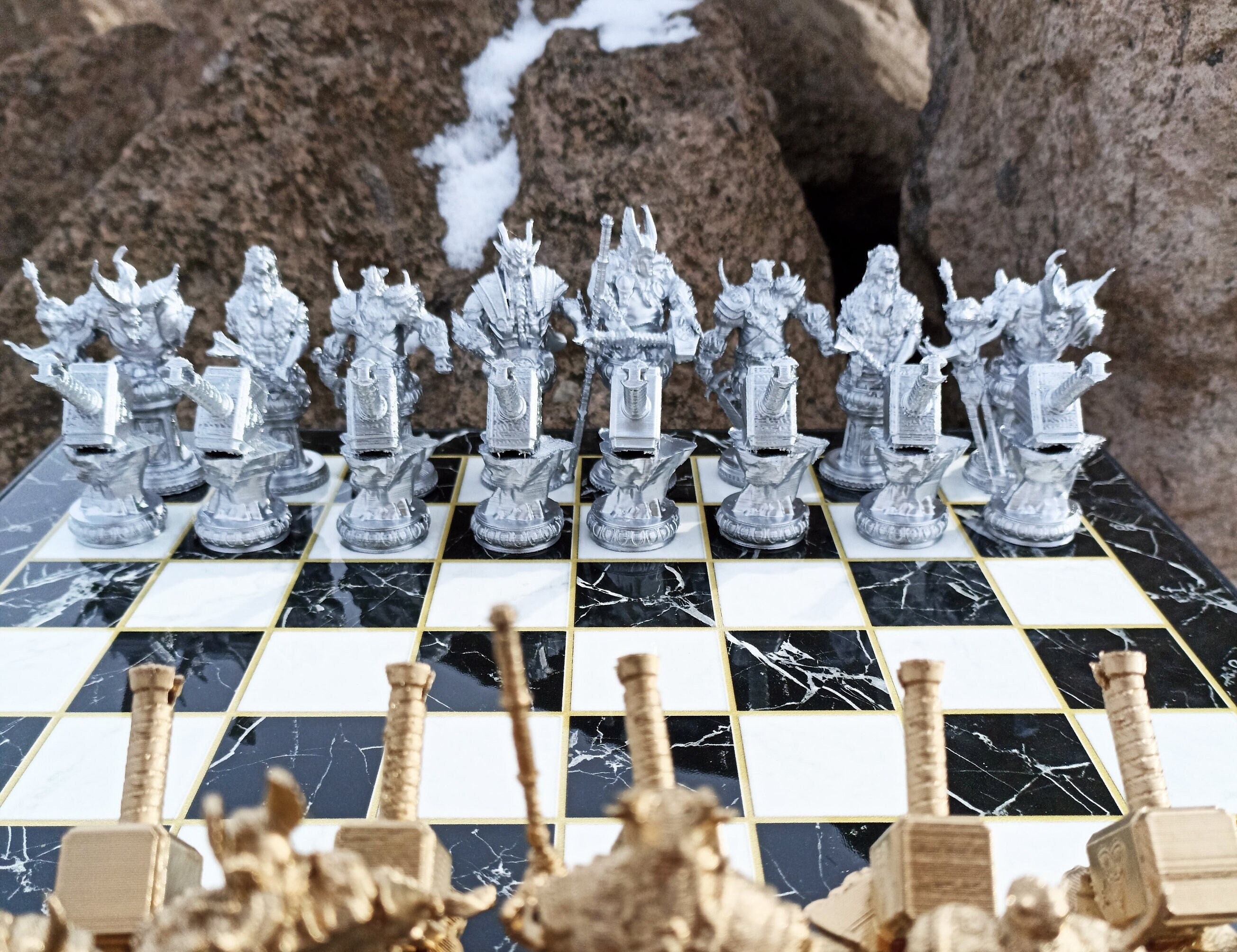 Viking Chess Set With Chessboardwarrior Chess Etsy Australia