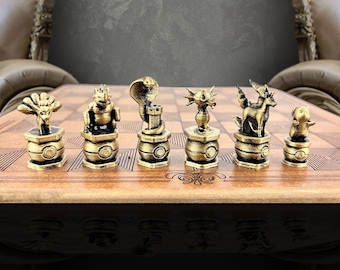 Heavy Metal Pokemon Personalized Chess Set With Chess Board Pikachu Pawn - Customizations Available