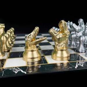 Unique Trex Dinosaur Chess Set with Chessboard | Customize Your Own Jurassic Battle