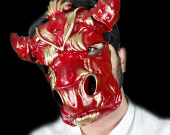 Red Spanish Bull Mask: Cosplay Costume, Customizable Color
