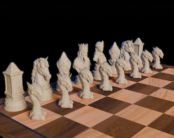 Luxury Medieval Chess Set 3D Model (STL File Format)