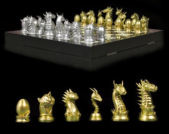 Unique Dragon Chess Set With Chessboard  Dragon Figure Chess Set | Customizations Available