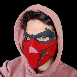 Red Mask Hood Mask Handmade Hood Mask Character Mask | Customizable Color Option