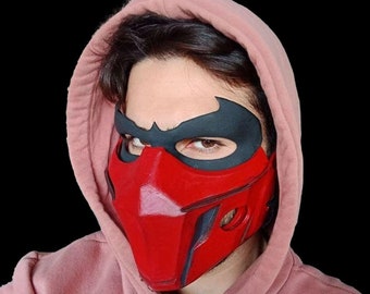 Red Mask Hood Mask Handmade Hood Mask Character Mask | Customizable Color Option