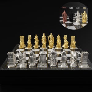 Greek Mythology Personalized Chess Set With Chessboard Zeus, Hera, Valkyrie, Pegasus Figures Chess Game Gift İdea | Customizations Available